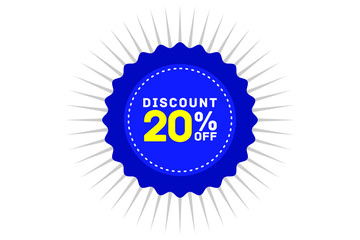 20 percent discount blue color,sticker sale, tage shop