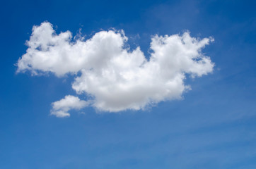 Beautiful cloudscape of nature single white cloud only one on blue sky background in daytime