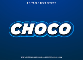 choco text effect template with cartoon style and bold font concept use for food brand label and logo