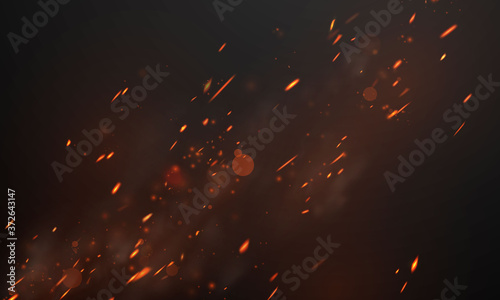 Cuadros en Lienzo fire flames Burning red hot sparks realistic abstract background