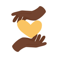 Canvas Print - afro hands humans lifting heart flat style icon