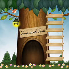 Poster - illustration of tree house