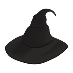 Brown wizard hat. Vector illustration