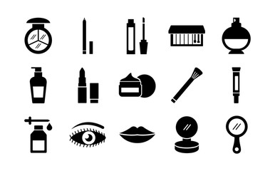 Sticker - bundle of fifteen make up cosmetics set icons