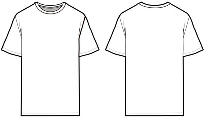 Wall Mural - white t-shirt technical sketch with short sleeve 