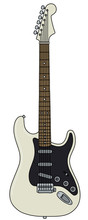 The Vectorized Hand Drawing Of A Classic Black And White Electric Guitar