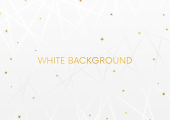 Wall Mural - White background with stars and abstract lines (geometric shape pattern). Holiday backdrop for any design, presentation, cover etc. Blank horizontal template