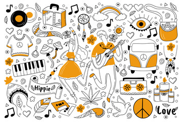 Hippie doodle set