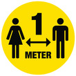Keep a safe distance, 1 meter. Corona Covid-19 warning sign