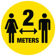 Keep a safe distance, 2 meters. Corona Covid-19 warning sign