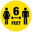 Keep a safe distance, 6 Feet. Corona Covid-19 warning sign