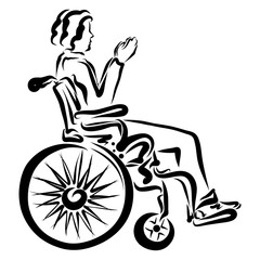 Wall Mural - man in a wheelchair praying to god