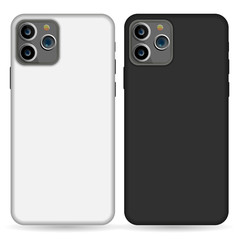 Canvas Print - Blank realistic white and black phone cases mockup