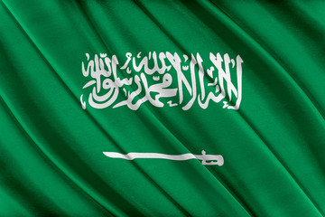 Wall Mural - Colorful Saudi Arabia flag waving in the wind. 3D illustration.