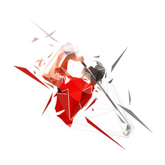 golf player, low polygonal vector logo. abstract geometric golfer from triangles. isolated illustrat