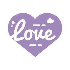 Poster - slang expresion love word in heart silhouette style