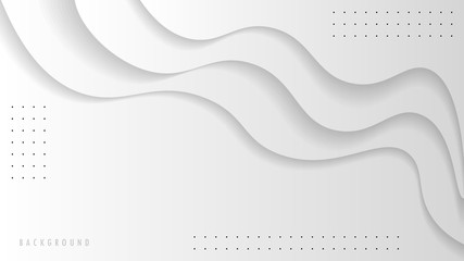 Wall Mural - White Abstract Modern Wavy, Wave, Liquid, Fluid ,Paper Cut Style. Background, Wallpaper. Desgin Graphic Vector EPS10