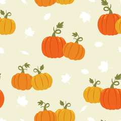 Wall Mural - Cute hand drawn pumpkin seamless pattern, hand drawn pumpkins - great as Thanksgiving background, textiles, banners, wallpapers, wrapping - vector design