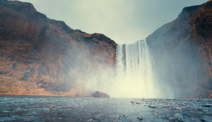 Wall Mural - Skogafoss waterfall, autumn time, Iceland