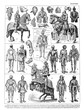Collection of Crusades with different crusaders historical. / Antique engraved illustration from from La Rousse XX Sciele 