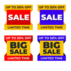 Sale tags collection. Special offer, big sale, discount, best price, mega sale banner set. Shop or online shopping.