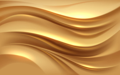 Wall Mural - Abstract golden silk waves background