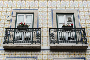 Sticker - Architectural detail of typical old Portuguese building in the center of Lisbon. Portugal.