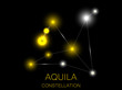 Aquila constellation. Bright yellow stars in the night sky. A cluster of stars in deep space, the universe. Vector illustration