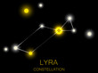 Lyra constellation. Bright yellow stars in the night sky. A cluster of stars in deep space, the universe. Vector illustration