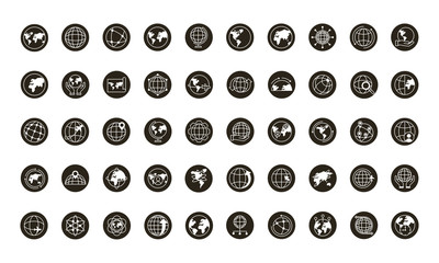 Wall Mural - bundle of fifty world planet set icons