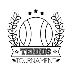 Poster - ball tennis sport with wreath crown and lettering line style