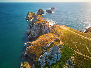 scenic view of crozon peninsula, one of the most popular tourist destinations in brittany, france