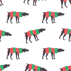 Wall Mural - Seamless pattern with funny icon of weimaraner dog for different design.