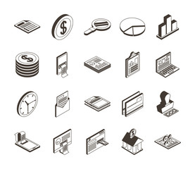 Poster - bundle of twenty taxes set icons