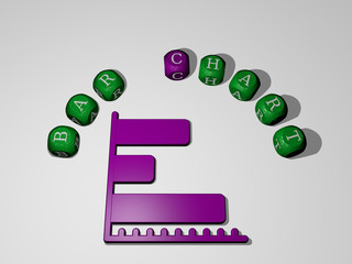 Poster - bar chart icon surrounded by the text of individual letters, 3D illustration for background and alcohol