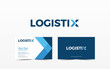 © eMboo - Logistic logo formed move forward symbol in letter X  with blue color
