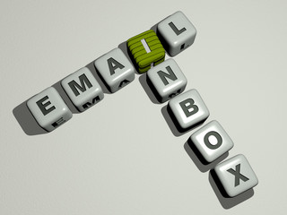 Fototapete - EMAIL INBOX crossword by cubic dice letters, 3D illustration for business and icon