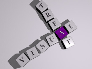 Fototapete - beauty: VISUAL TREAT crossword by cubic dice letters, 3D illustration for background and abstract