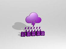 STORM 3D Icon On Cubic Text, 3D Illustration For Background And Clouds