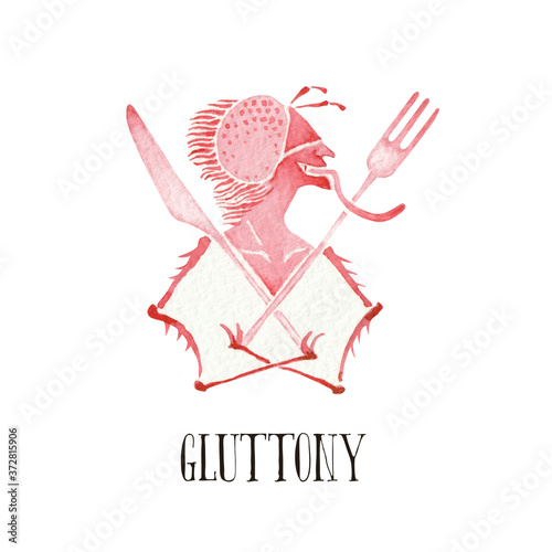 Cuadros en Lienzo 7つの大罪 seven deadly sins 悪魔 暴食 ベルゼブブ 水彩 イラスト