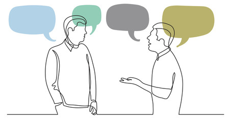 Poster - two men talking arguing with speech bubbles with speech bubbles