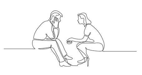Poster - young man and woman talking having conversation