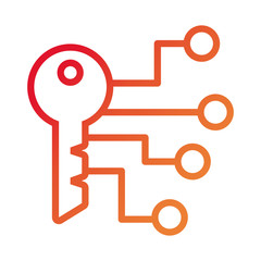 Poster - key door security data with circuit gradient style icon