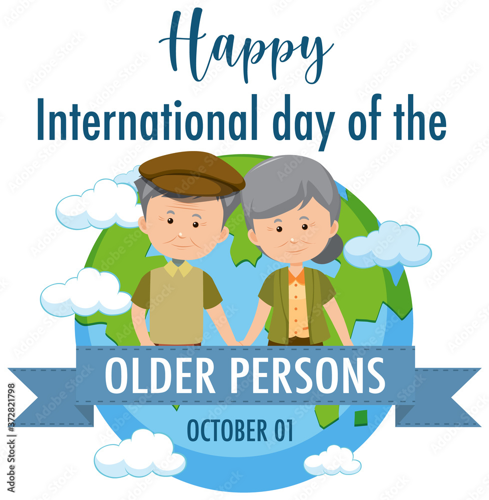 International Day of the Older Persons 1st October logo with a old ...