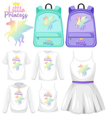 Wall Mural - Set of costume with unicorn logo