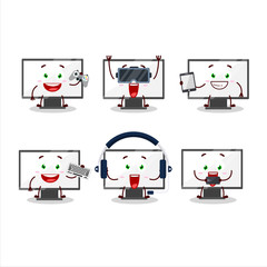 Wall Mural - Monitor cartoon character are playing games with various cute emoticons