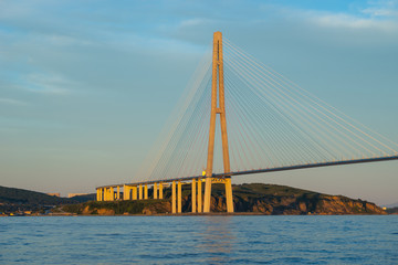 Canvas Print - Seascape with a view of the Russian bridge.