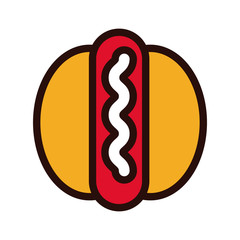 Sticker - hot dog fast food line and fill style