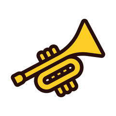 Poster - trumpet air instrument musical line and fill style icon