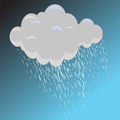 Rain clouds Flat icon illustration isolated on a blue background